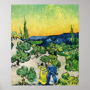 Landschaft mit Couple Walking von Vincent van Gogh Poster