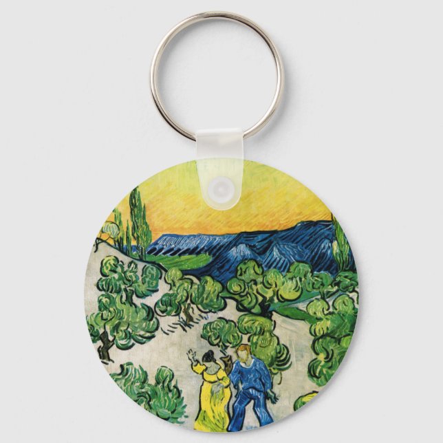 Landschaft mit Couple Walking von Vincent van Gogh Schlüsselanhänger (Vorderseite)