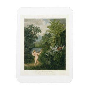 Landschaft mit Cupid, die einen Pfeil auf einen Pa Magnet