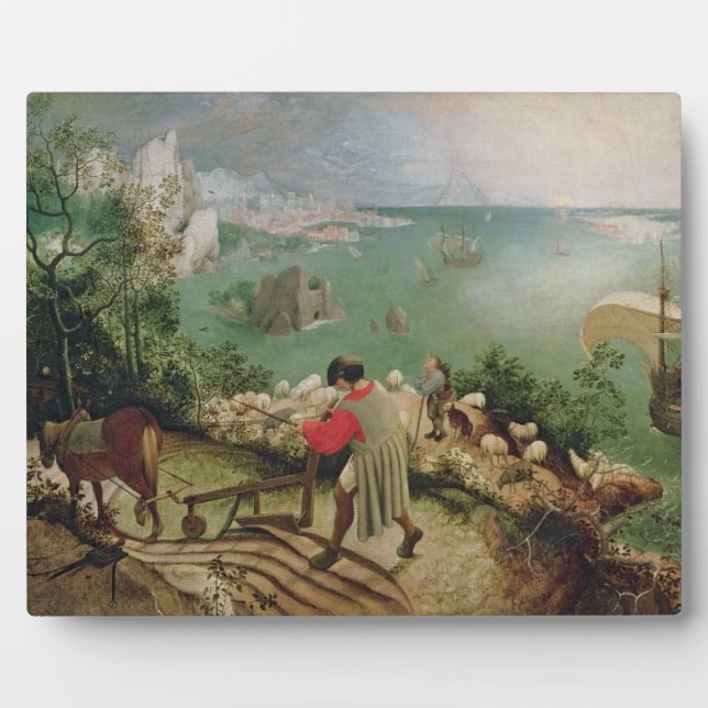 Landschaft mit dem Fall von Icarus, c.1555 Fotoplatte (Vorderseite)