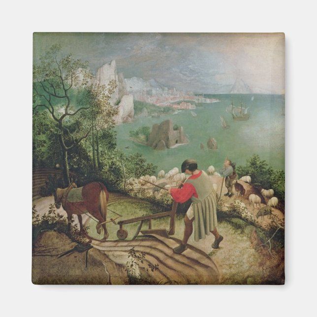 Landschaft mit dem Fall von Icarus, c.1555 Magnet (Vorne)