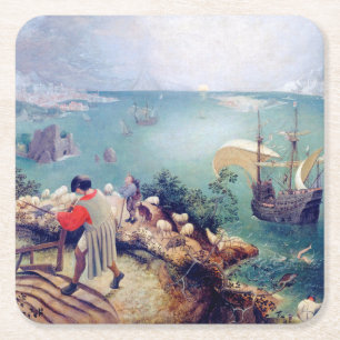 Landschaft mit dem Fall von Icarus, Pieter Bruegel Rechteckiger Pappuntersetzer