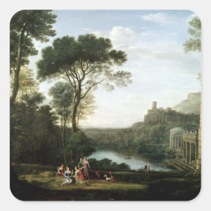 Landschaft mit dem NympheEgeria Quadratischer Aufkleber