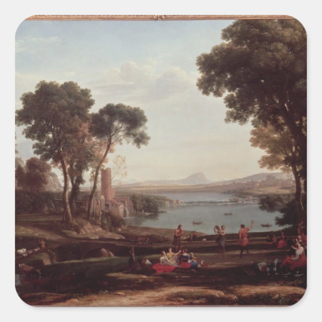 Landschaft mit der Ehe von Isaac Quadratischer Aufkleber (Vorderseite)