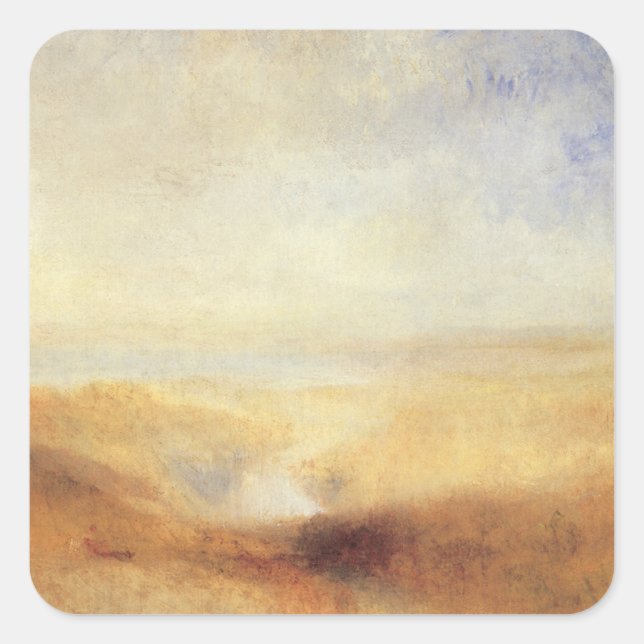 Landschaft mit der Ferne der Bucht von Joseph Turn Quadratischer Aufkleber (Vorderseite)