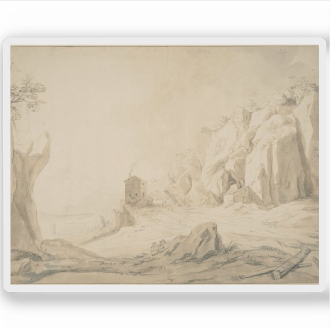 Landschaft mit der Straße unterhalb der Klippen be Aufkleber (Vorderseite)