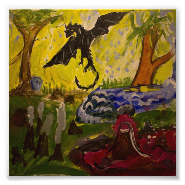 Landschaft mit Dragon von Genevieve & John Fotodruck (Vorne)