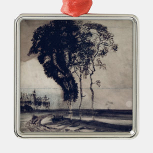 Landschaft mit drei Bäumen, 1850 Silbernes Ornament