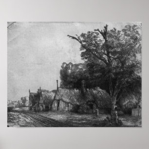 Landschaft mit drei Hütten, 1650 Poster
