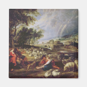 Landschaft mit einem Regenbogen Magnet