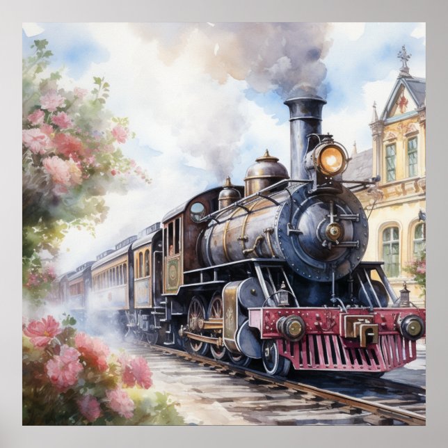 Landschaft mit einem viktorianischen Zug Poster (Vorne)