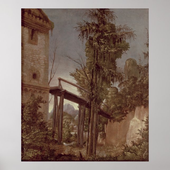 Landschaft mit einer Brücke, c.1518-20 Poster (Vorne)