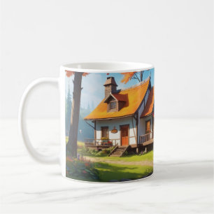 Landschaft mit einer Hütte neben dem See-5656 Kaffeetasse