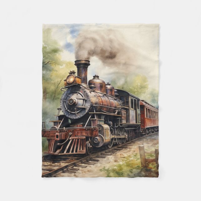 Landschaft mit einer viktorianischen Eisenbahn Fleecedecke (Vorderseite)