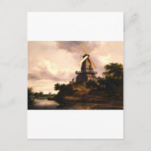 Landschaft mit einer Windmühle Kunst Postkarte