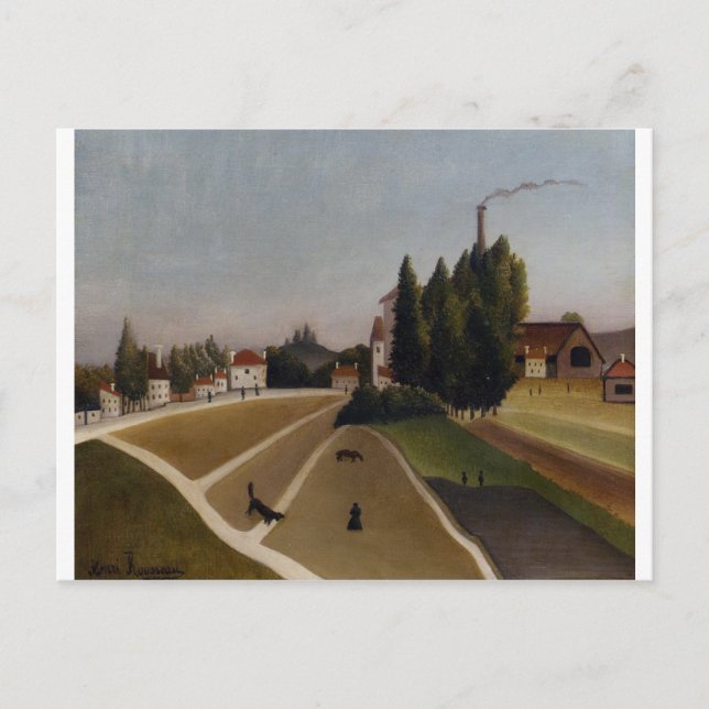 Landschaft mit Fabrik von Henri Rousseau Postkarte (Vorderseite)