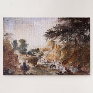 Landschaft mit Figuren an einem Fluss 1853-1854 -