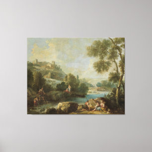 Landschaft mit Figuren, Giuseppe Zaïs (zugeschrieb Leinwanddruck