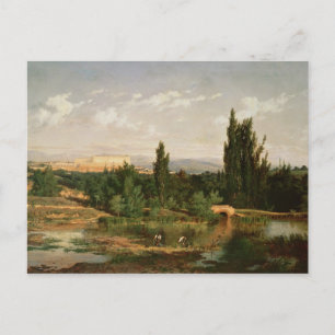 Landschaft mit Fluss, Manzanares Postkarte