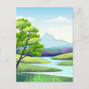 Landschaft mit Fluss Postkarte