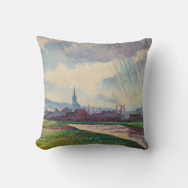 Landschaft mit Fluss (von Maximilien Luce) Kissen (Vorderseite)