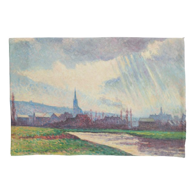 Landschaft mit Fluss (von Maximilien Luce) Kissenbezug (Vorderseite-Links)