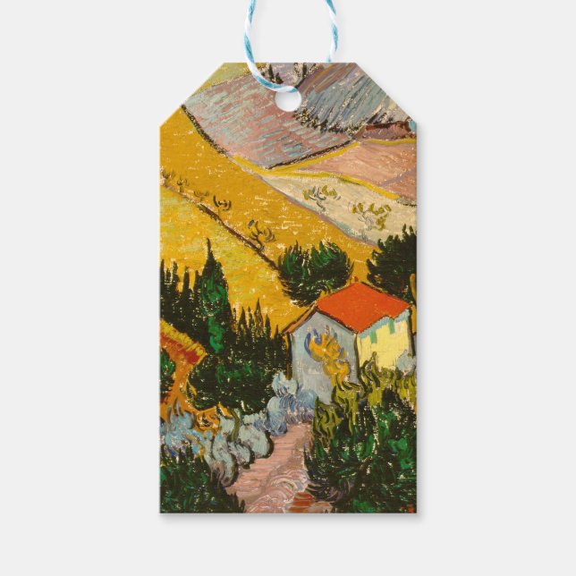 Landschaft mit Haus und PloughmaVincent van Gogh Geschenkanhänger (Vorderseite)