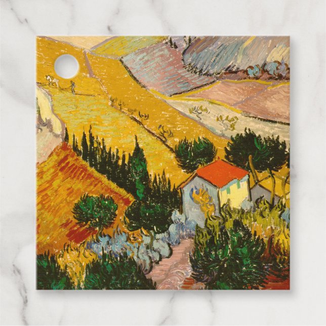 Landschaft mit Haus und PloughmaVincent van Gogh Geschenkanhänger (Vorderseite)