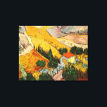 Landschaft mit Haus und PloughmaVincent van Gogh Leinwanddruck<br><div class="desc">Landschaft mit Haus und Plowman. Vincent Willem van Gogh. Landschaft in leuchtend warmen Farben. Es gibt ein Haus mit rotem Dach an der Straße. Gelbe Felder gehen die Hügel hinauf. Auf dem Feld erntet ein Mann mit einem Pferd. Reproduktion berühmter Kunstbilder im öffentlichen Bereich.</div>