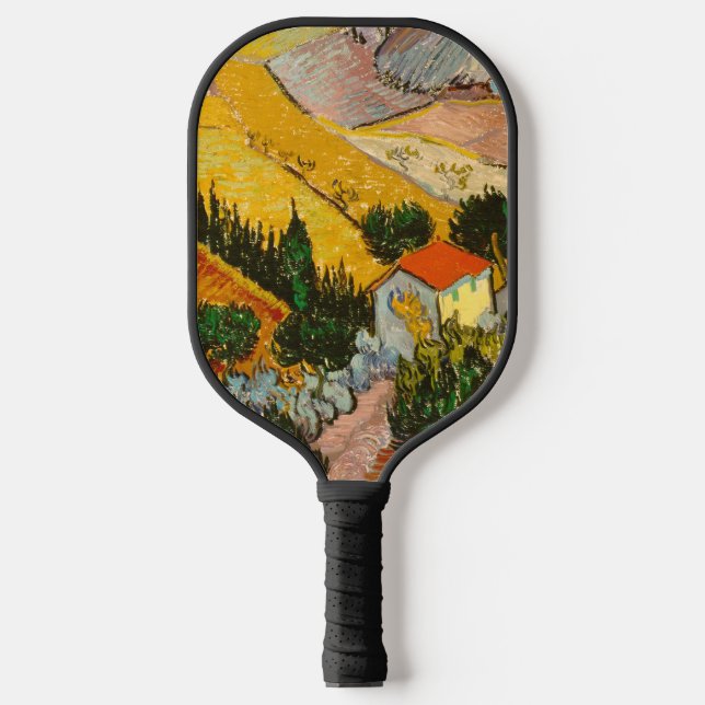 Landschaft mit Haus und PloughmaVincent van Gogh Pickleball Schläger (Vorderseite)