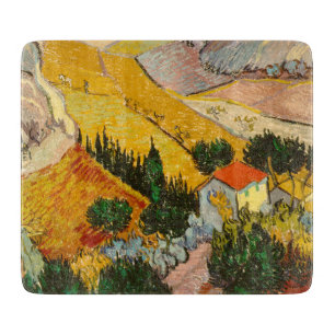 Landschaft mit Haus und PloughmaVincent van Gogh Schneidebrett