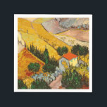 Landschaft mit Haus und PloughmaVincent van Gogh Serviette<br><div class="desc">Landschaft mit Haus und Plowman. Vincent Willem van Gogh. Landschaft in leuchtend warmen Farben. Es gibt ein Haus mit rotem Dach an der Straße. Gelbe Felder gehen die Hügel hinauf. Auf dem Feld erntet ein Mann mit einem Pferd. Reproduktion berühmter Kunstbilder im öffentlichen Bereich.</div>