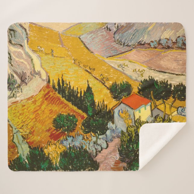 Landschaft mit Haus und PloughmaVincent van Gogh Sherpadecke (Vorderseite (Horizontal))