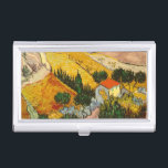 Landschaft mit Haus und PloughmaVincent van Gogh Visitenkarten Dose<br><div class="desc">Landschaft mit Haus und Plowman. Vincent Willem van Gogh. Landschaft in leuchtend warmen Farben. Es gibt ein Haus mit rotem Dach an der Straße. Gelbe Felder gehen die Hügel hinauf. Auf dem Feld erntet ein Mann mit einem Pferd. Reproduktion berühmter Kunstbilder im öffentlichen Bereich.</div>