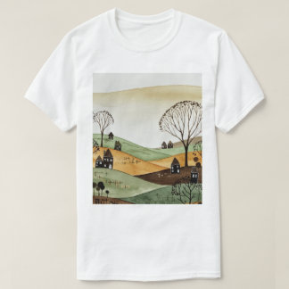 Landschaft mit Hügeln und kleinen Häusern T-Shirt