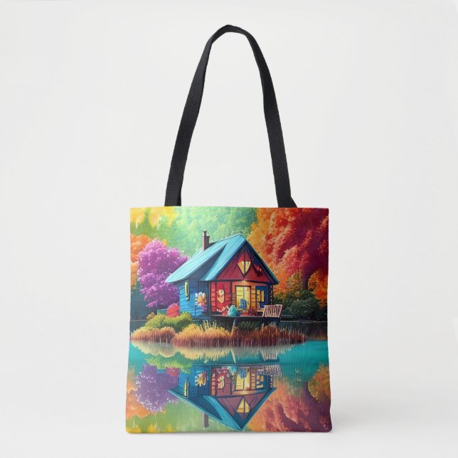 Landschaft mit Hütte und See-38566 Tasche (Vorderseite)