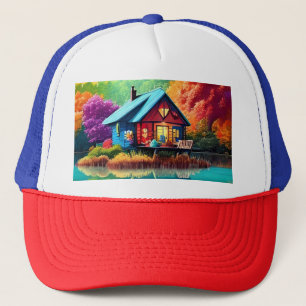 Landschaft mit Hütte und See-38566 Truckerkappe