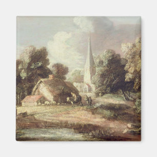 Landschaft mit Kirche, Hütte, Dörfern und An Magnet