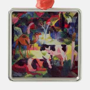 Landschaft mit Kühen und einem Kamel Silbernes Ornament