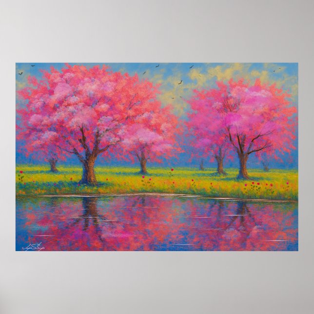 Landschaft mit Lichtgeflüster Poster (Vorne)