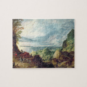 Landschaft mit Meer und Bergen (Öl auf Leinwand)