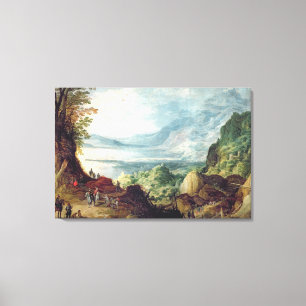 Landschaft mit Meer und Bergen (Öl auf Leinwand) Leinwanddruck