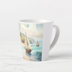 Landschaft mit Meer und Segelschiffen Milchtasse