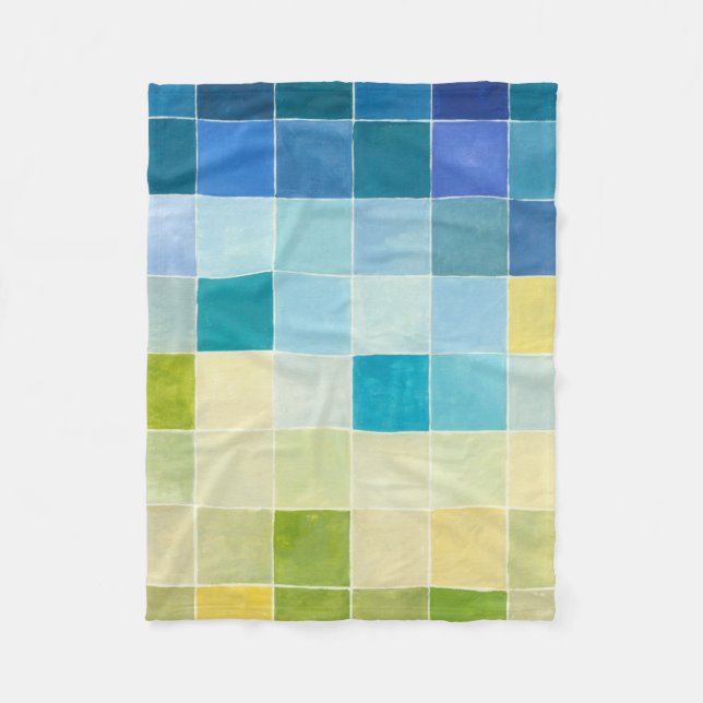 Landschaft mit mehrfarbigen, pixeligen Quadraten Fleecedecke (Vorderseite)
