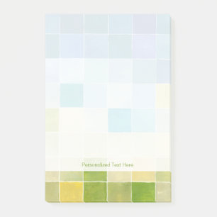 Landschaft mit mehrfarbigen, pixeligen Quadraten Post-it Klebezettel