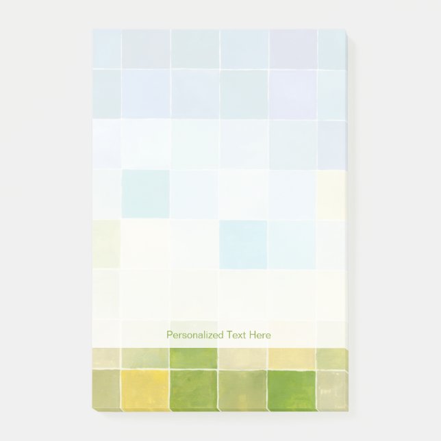 Landschaft mit mehrfarbigen, pixeligen Quadraten Post-it Klebezettel (Vorderseite)