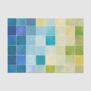 Landschaft mit mehrfarbigen, pixeligen Quadraten Seidenpapier