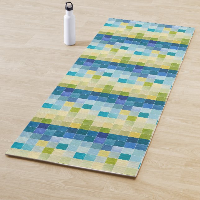 Landschaft mit mehrfarbigen, pixeligen Quadraten Yogamatte (Beispiel)