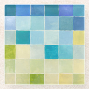 Landschaft mit mehrfarbigen Pixilated Quadraten Glasuntersetzer