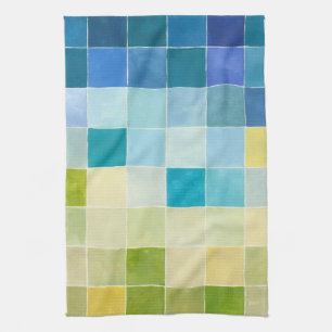 Landschaft mit mehrfarbigen Pixilated Quadraten Küchentuch